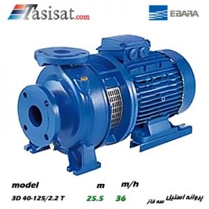 پمپ آب تک پروانه استیل ابارا مدل 3D 40-125/2.2 T