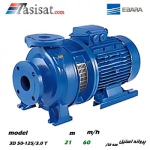 پمپ آب تک پروانه استیل ابارا مدل 3D 50-125/3.0 T