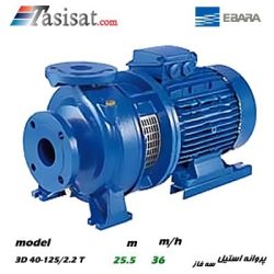 پمپ آب تک پروانه استیل ابارا مدل 3D 40-125/2.2 T